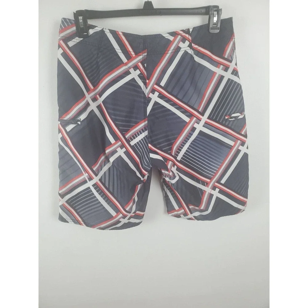 Adidas‎ Board Shorts Mens 34 Grey Red White Swim Summer Casual Bottoms